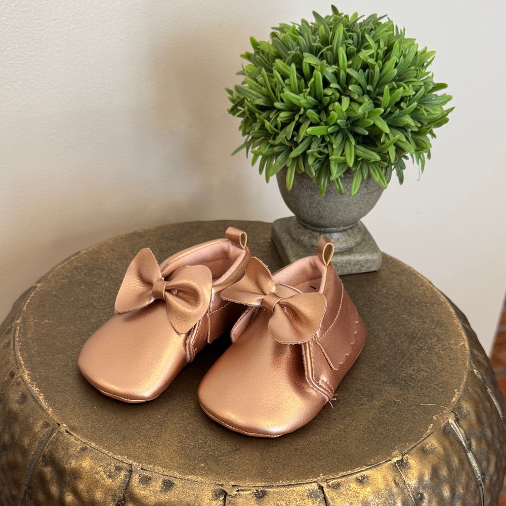 Carter's Shiny gold Baby Shoes with Bow
